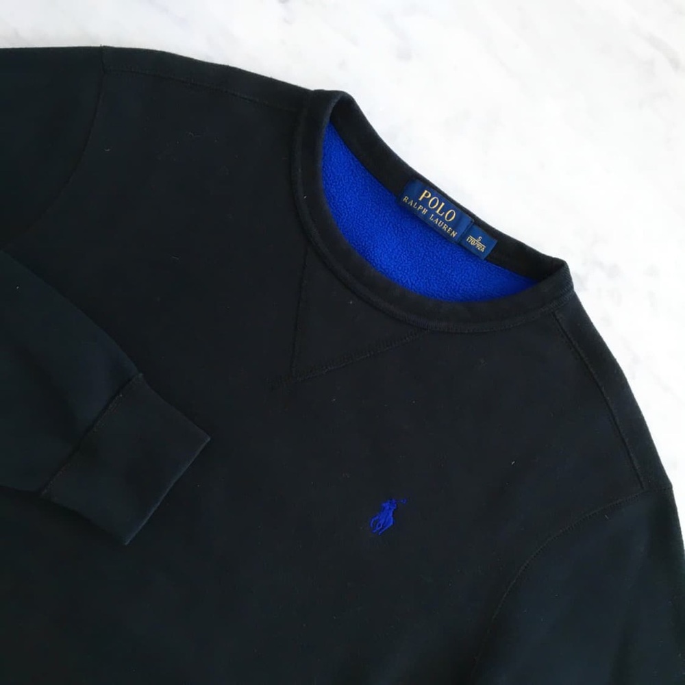 Polo by Ralph Lauren Black Crewneck Sweater with blue lining - Picture 2 of 9